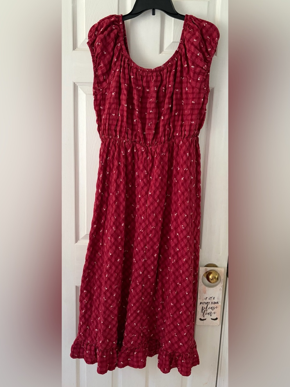 Universal Thread Red Floral Ruffle-Hem Dress - Picture 4 of 4